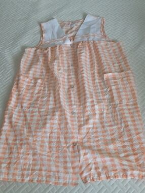 WomensPeach Gingham Button-Front Pajama Dress
